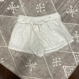 C&C California White Eyelet Tie Waist Shorts XS
